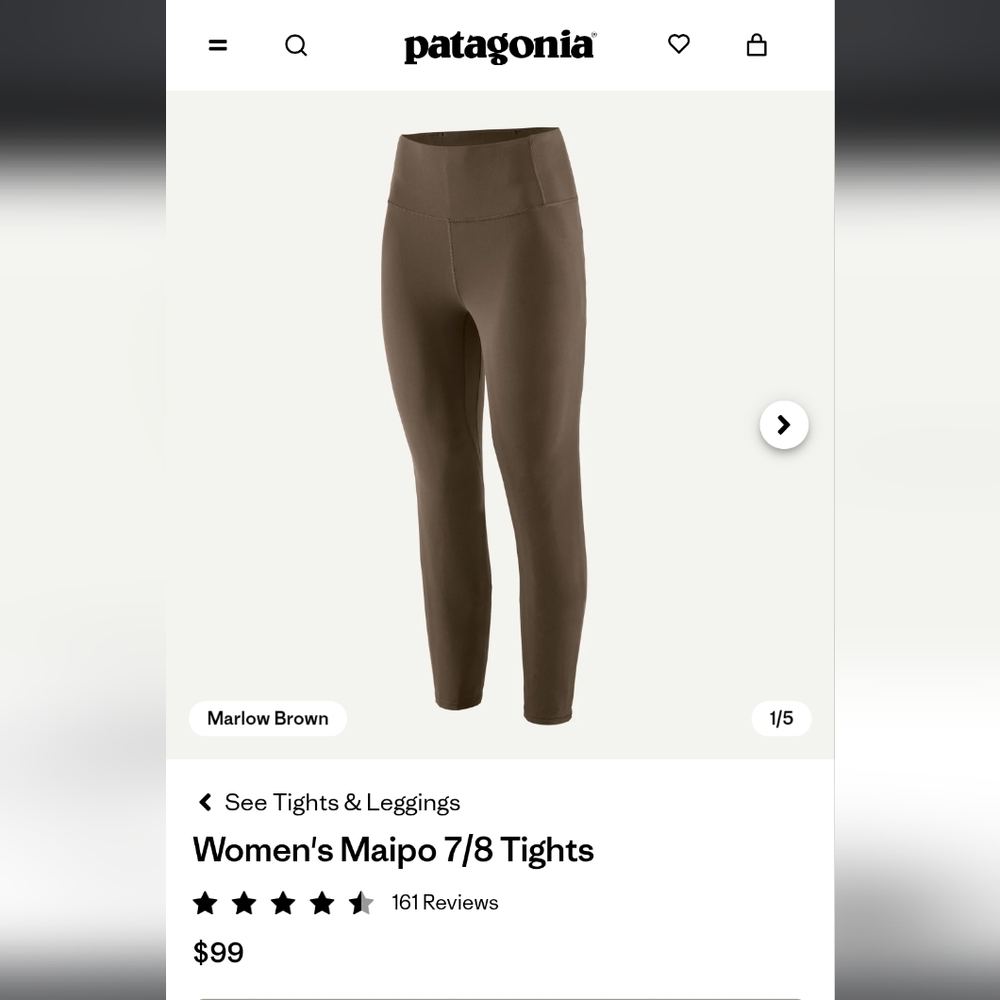 Patagonia Women's Maipo 7/8 Leggings Tights - Marlow Brown